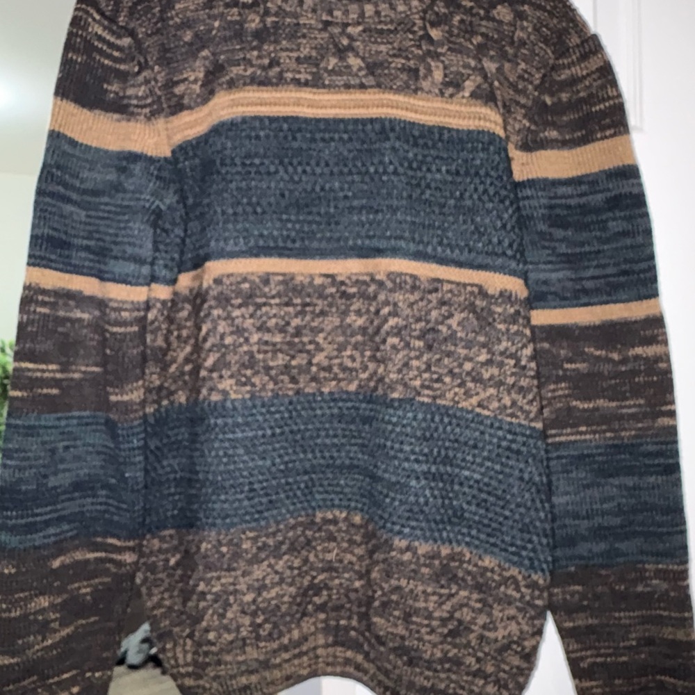 Men's Striped Sweater - Brown and Blue